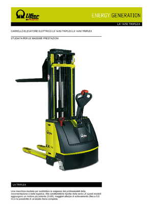 Wózki paletowe elektryczne PRAMAC Lifter LX 14/50 Triplex