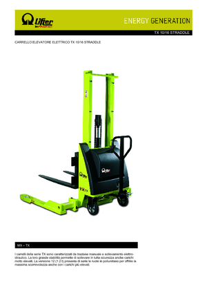 Wózki paletowe elektryczne PRAMAC Lifter TX 10/16 Straddle