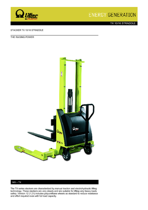 Wózki paletowe elektryczne PRAMAC Lifter TX 10/16 Straddle