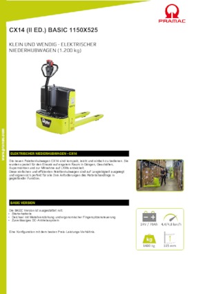 Wózek paletowy ręczny PRAMAC Lifter CX 14 Basic GEL