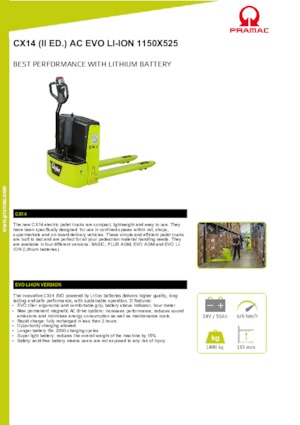 Wózek paletowy ręczny PRAMAC Lifter CX 14 EVO Li-Ion