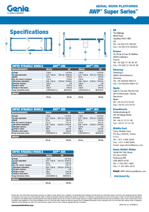 Kołowe platformy robocze z masztem pionowym Genie AWP 30 S