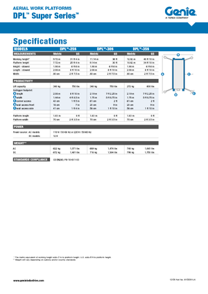 Kołowe platformy robocze z masztem pionowym Genie DPL 30 S