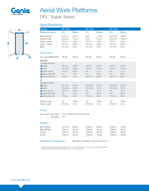Kołowe platformy robocze z masztem pionowym Genie DPL 25 S
