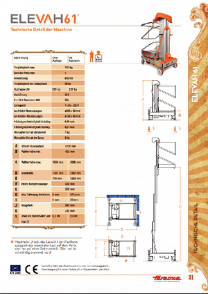 Kołowe platformy robocze z masztem pionowym Faraone Elevah 61