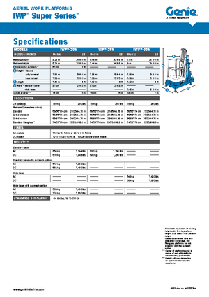 Kołowe platformy robocze z masztem pionowym Genie IWP 25 S