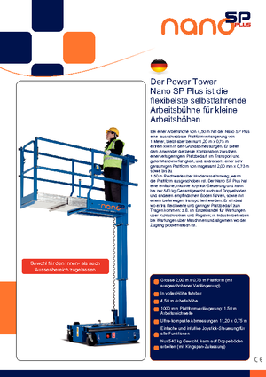 Kołowe platformy robocze z masztem pionowym Power Towers Nano Sp Plus