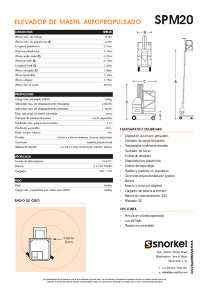 Kołowe platformy robocze z masztem pionowym Snorkel SPM20