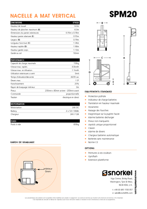 Kołowe platformy robocze z masztem pionowym Snorkel SPM20
