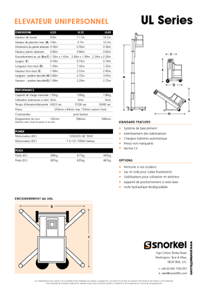 Kołowe platformy robocze z masztem pionowym Snorkel UL32AC
