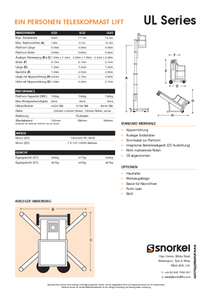 Kołowe platformy robocze z masztem pionowym Snorkel UL32AC