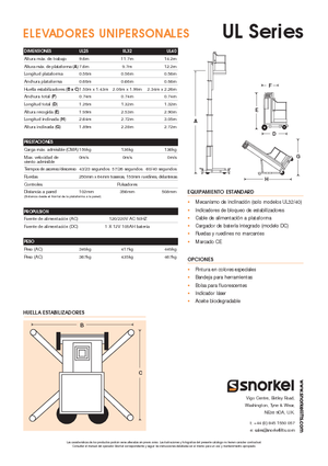 Kołowe platformy robocze z masztem pionowym Snorkel UL32AC