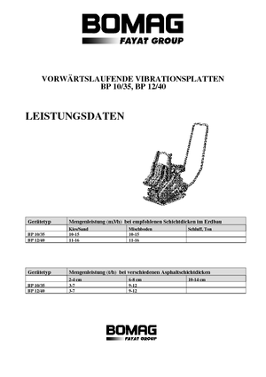 Jednokierunkowe Zagęszczarki / płyty wibracyjne Bomag BP 12/40