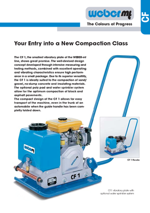 Rewersyjne Zagęszczarki / płyty wibracyjne weber mt CF 1 Hd