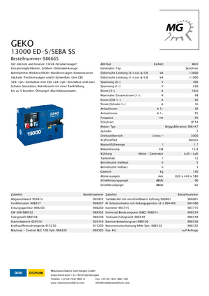 Agregaty prądotwórcze z silnikiem spalinowym Geko ® 13000 ED-S/SEBA