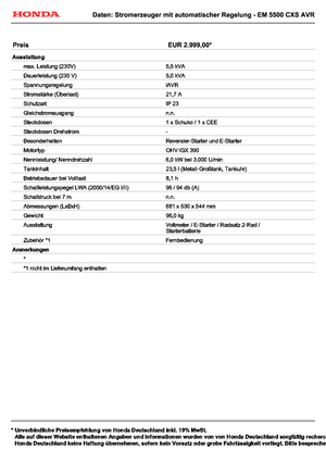 Agregaty prądotwórcze z silnikiem spalinowym Honda EM 5500 CXS