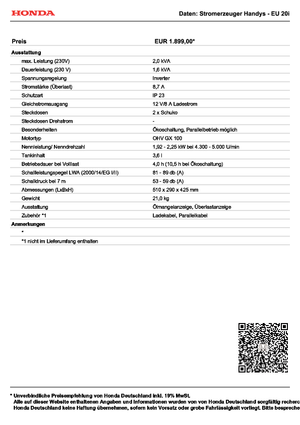 Agregaty prądotwórcze z silnikiem spalinowym Honda EU 20i