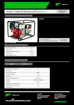 Agregaty prądotwórcze z silnikiem spalinowym INMESOL AH 850-E