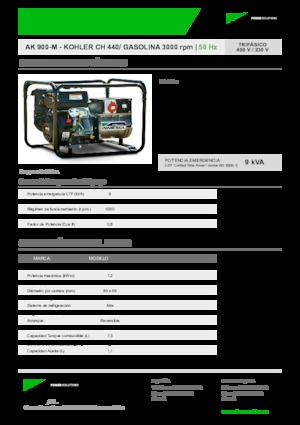 Agregaty prądotwórcze z silnikiem spalinowym INMESOL AK 900-M