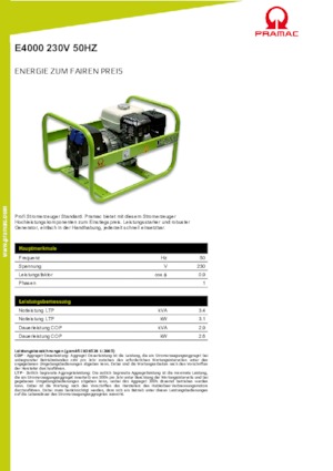 Agregaty prądotwórcze z silnikiem spalinowym PRAMAC Lifter E 4000