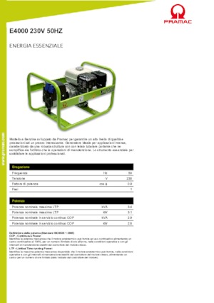 Agregaty prądotwórcze z silnikiem spalinowym PRAMAC Lifter E 4000