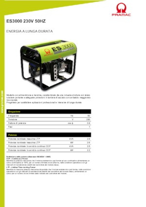 Agregaty prądotwórcze z silnikiem spalinowym PRAMAC Lifter ES 3000
