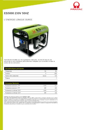 Agregaty prądotwórcze z silnikiem spalinowym PRAMAC Lifter ES 5000
