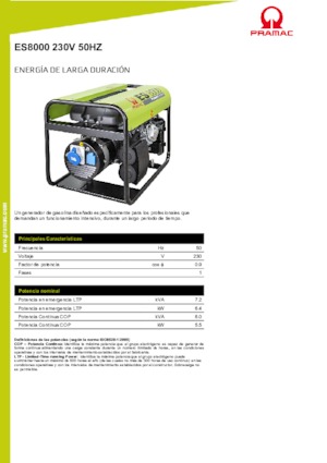 Agregaty prądotwórcze z silnikiem spalinowym PRAMAC Lifter ES 8000