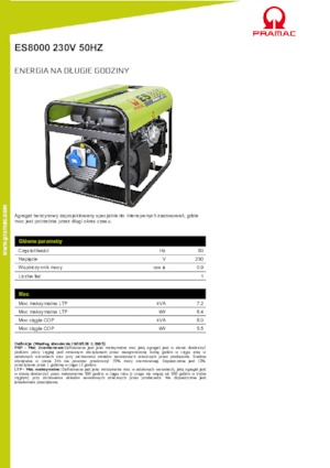 Agregaty prądotwórcze z silnikiem spalinowym PRAMAC Lifter ES 8000