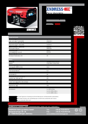 Agregaty prądotwórcze z silnikiem spalinowym Endress ESE 1206 DHS-GT ES