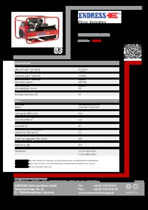 Agregaty prądotwórcze z silnikiem spalinowym Endress ESE 1306 DHS-GT ES