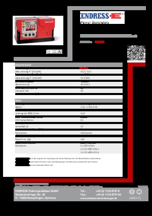 Agregaty prądotwórcze z silnikiem spalinowym Endress ESE 1308 DBG ES ISO Duplex Silent