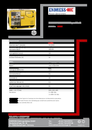 Agregaty prądotwórcze z silnikiem spalinowym Endress ESE 907 DBG DIN Super Silent