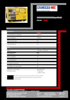 Agregaty prądotwórcze z silnikiem spalinowym Endress ESE 907 DBG DIN Super Silent
