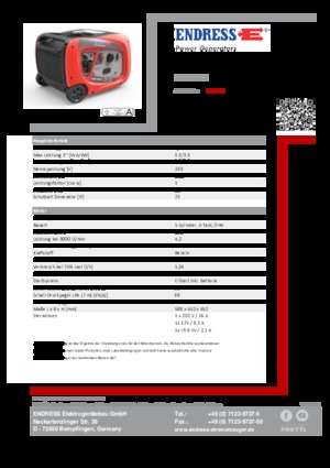 Agregaty prądotwórcze z silnikiem spalinowym Endress ESE 3000i