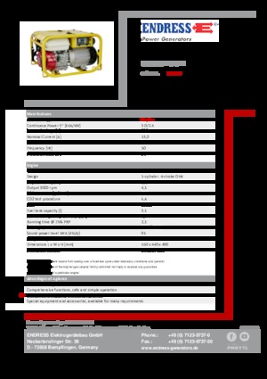 Agregaty prądotwórcze z silnikiem spalinowym Endress ESE 304 HG DIN