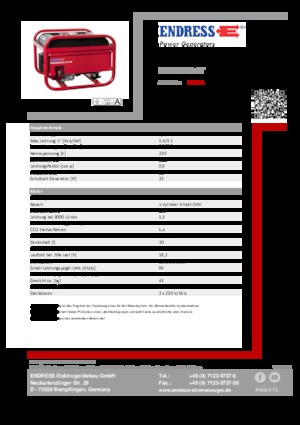 Agregaty prądotwórcze z silnikiem spalinowym Endress ESE 306 HS GT