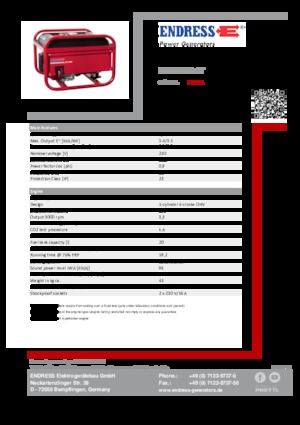 Agregaty prądotwórcze z silnikiem spalinowym Endress ESE 306 HS GT