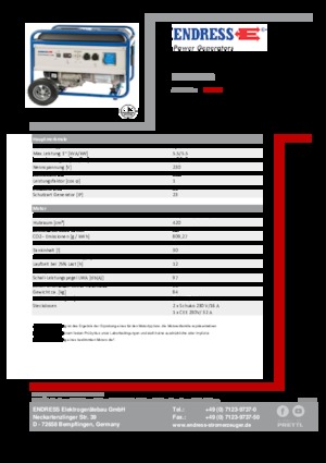Agregaty prądotwórcze z silnikiem spalinowym Endress ESE 6000 BS