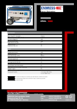 Agregaty prądotwórcze z silnikiem spalinowym Endress ESE 6000 BS