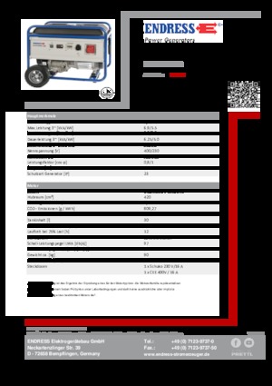 Agregaty prądotwórcze z silnikiem spalinowym Endress ESE 6000 DBS