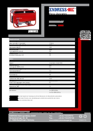 Agregaty prądotwórcze z silnikiem spalinowym Endress ESE 606 HS-GT ES