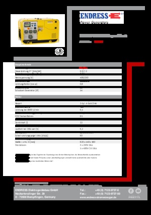 Agregaty prądotwórcze z silnikiem spalinowym Endress ESE 907 DBG DIN Super Silent