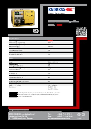 Agregaty prądotwórcze z silnikiem spalinowym Endress ESE 907 DBG ES DIN Super Silent