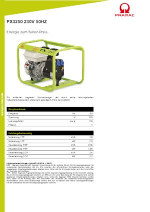 Agregaty prądotwórcze z silnikiem spalinowym PRAMAC Lifter PX 3250