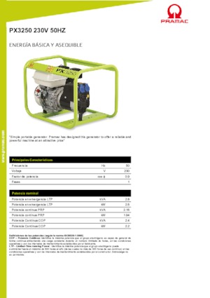 Agregaty prądotwórcze z silnikiem spalinowym PRAMAC Lifter PX 3250
