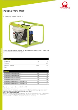 Agregaty prądotwórcze z silnikiem spalinowym PRAMAC Lifter PX 3250