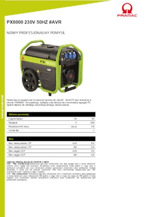 Agregaty prądotwórcze z silnikiem spalinowym PRAMAC Lifter PX 8000
