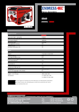Agregaty prądotwórcze z silnikiem spalinowym Endress SEA 6