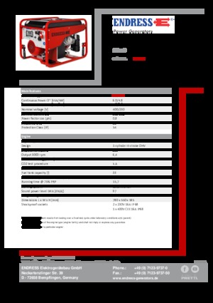 Agregaty prądotwórcze z silnikiem spalinowym Endress SEA 6